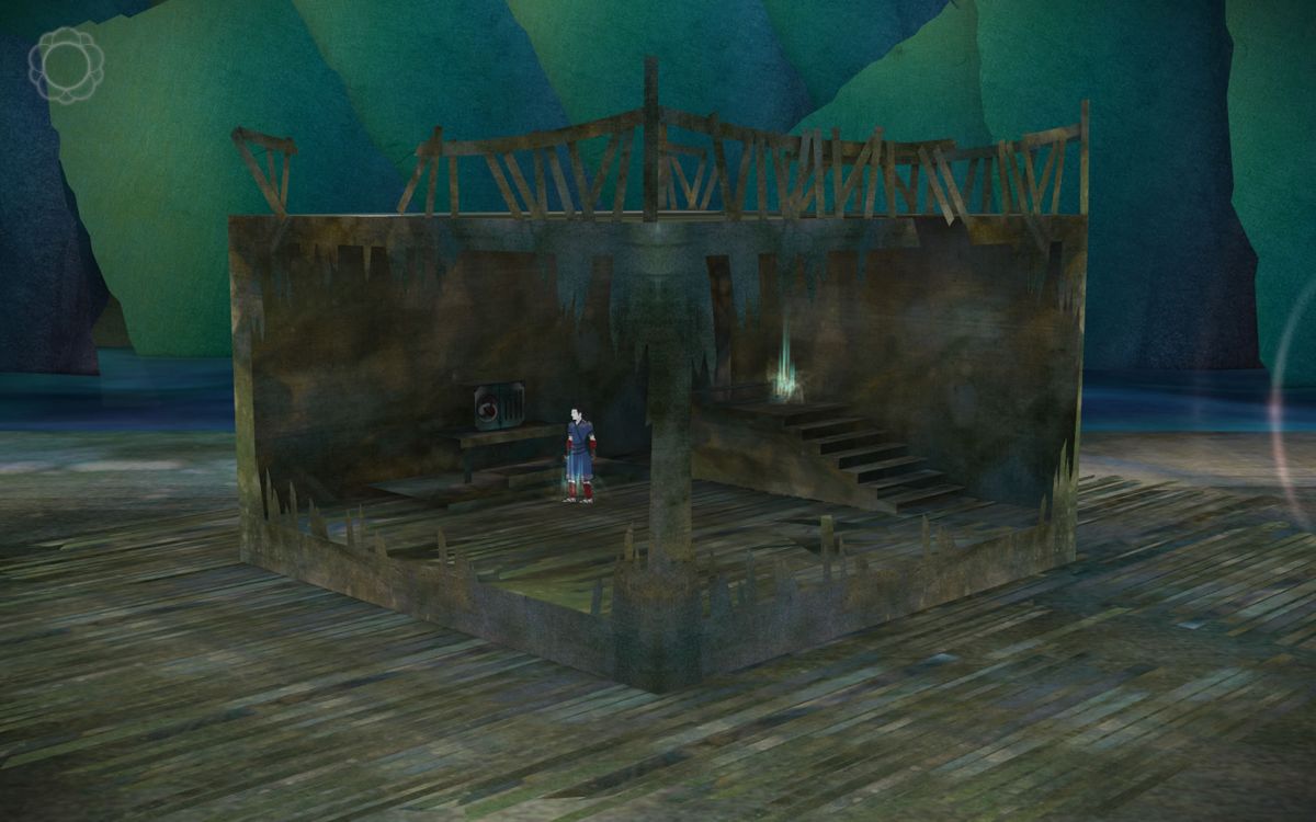 Tengami (Windows) screenshot: Inside a shipwreck