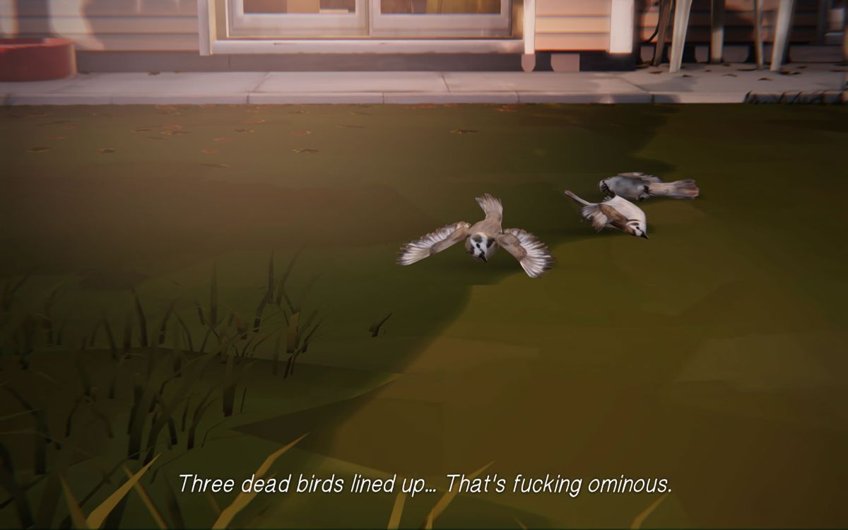 Life Is Strange: Season Pass - Episodes 2-5 (Windows) screenshot: <i>Episode 3</i>: Max suddenly finds dead birds everywhere.