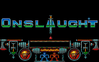 Onslaught (DOS) screenshot: You can never have too many logos (VGA)