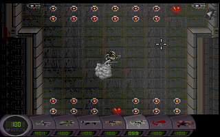 Abuse (DOS) screenshot: Equipped with the fly power-up you need to get past these mines