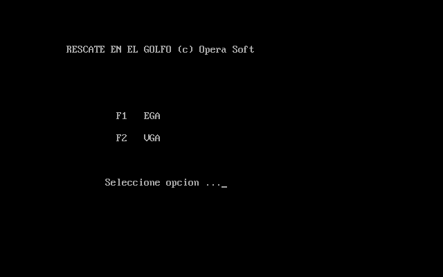 Rescate en el Golfo (DOS) screenshot: Graphics mode selection