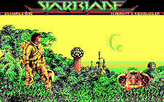 StarBlade (DOS) screenshot: Title screen (CGA)