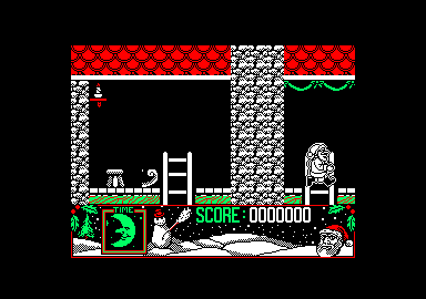 The Official Father Christmas (Amstrad CPC) screenshot: The barrier blocks that reward off - for now