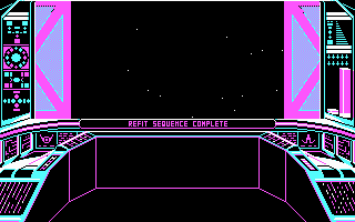 Lightspeed (DOS) screenshot: Leaving dock (CGA)
