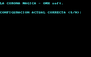 La Corona Mágica (DOS) screenshot: Game configuration
