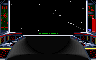 Lightspeed (DOS) screenshot: Engaging the spindrive (VGA)