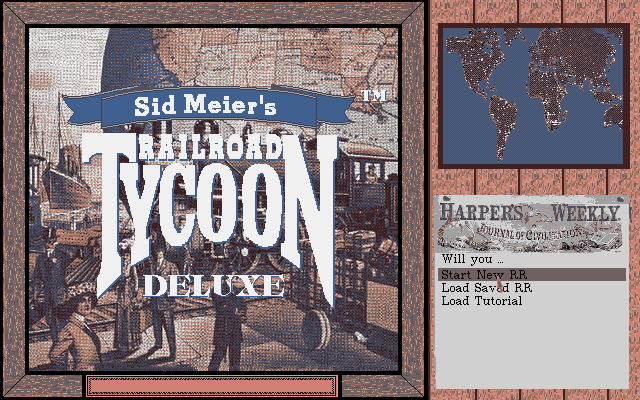 Sid Meier's Railroad Tycoon Deluxe (DOS) screenshot: Main menu