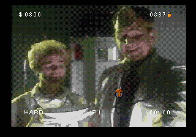 Who Shot Johnny Rock? (SEGA CD) screenshot: Each time you get shot, you lose money to these guys, who enjoy a laugh at your literal expense.