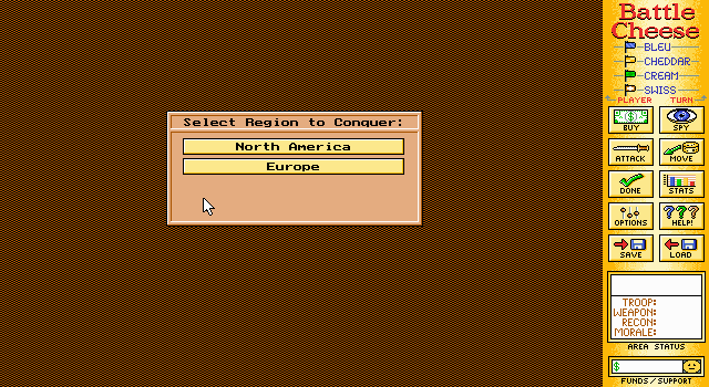 Battle Cheese (DOS) screenshot: Select your game map.