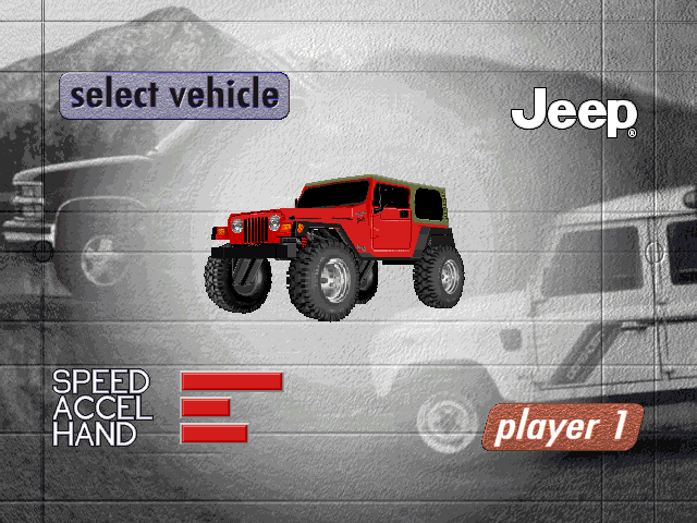 Test Drive: Off-Road (DOS) screenshot: The Jeep Wrangler.