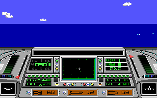 Snow Strike (DOS) screenshot: Successfully in the air!