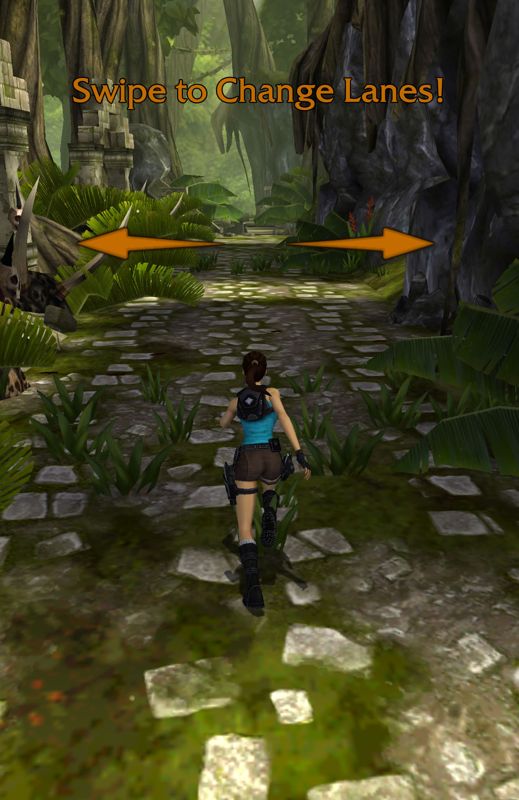Lara Croft: Relic Run (Android) screenshot: There is a brief, interactive tutorial when you start the game for the first time.