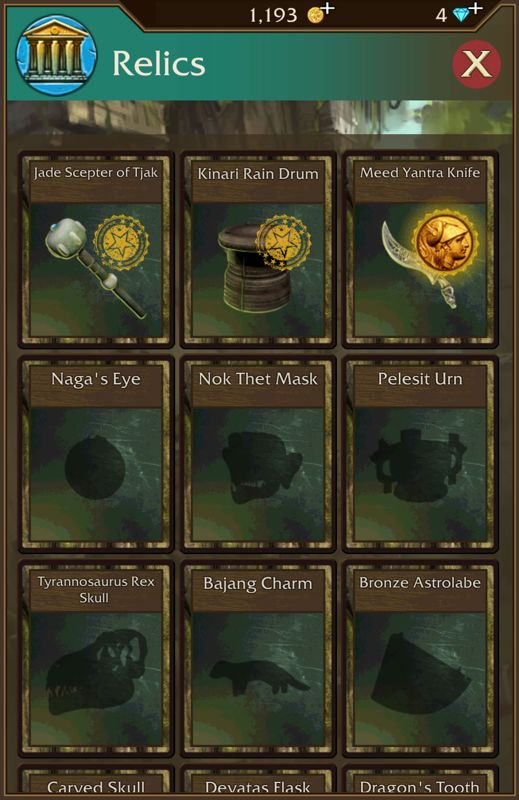Lara Croft: Relic Run (Android) screenshot: Three relics have been found so far.