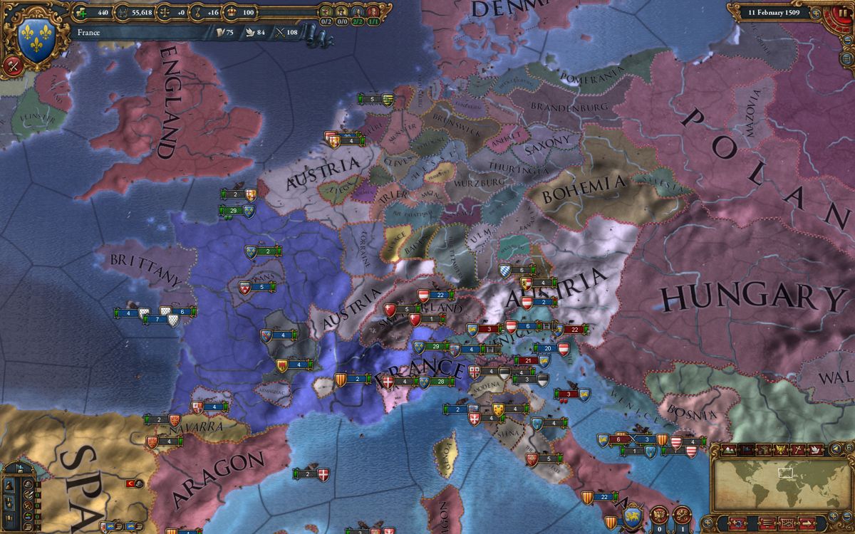 Europa Universalis IV (Windows) screenshot: Political map