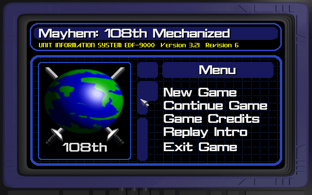 Total Mayhem (Windows 3.x) screenshot: Main menu