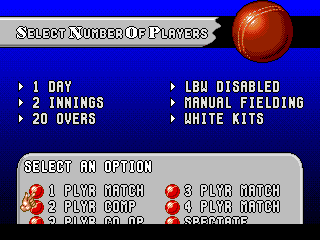 Allan Border's Cricket (Genesis) screenshot: Select number of players