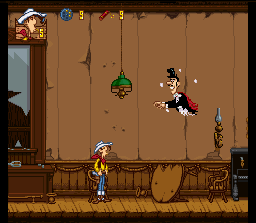 Lucky Luke (SNES) screenshot: Ghost in Saloon...
