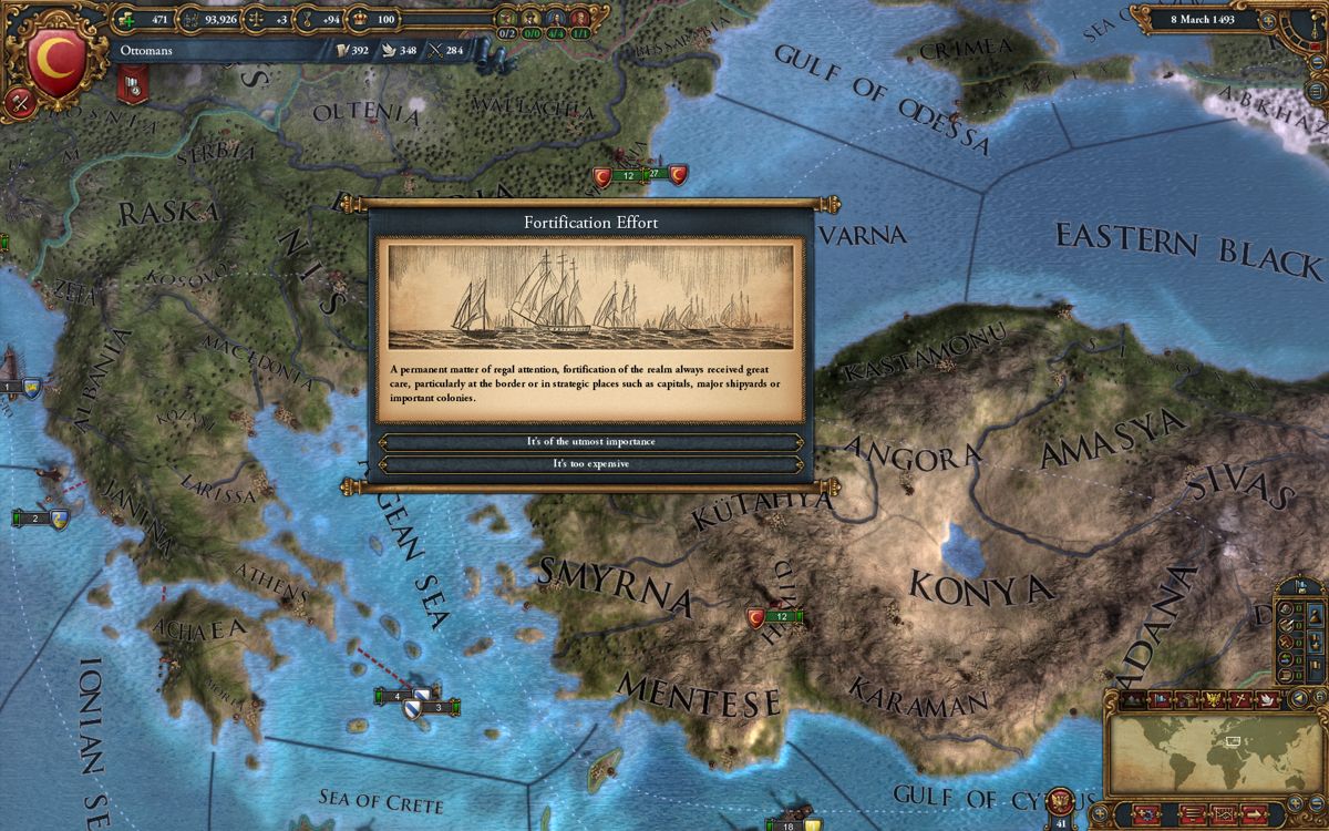 Europa Universalis IV (Windows) screenshot: Event: Fortification Effort