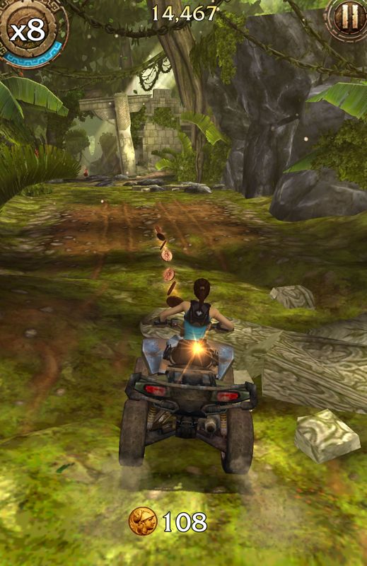 Lara Croft: Relic Run (Android) screenshot: One of the many coin trails