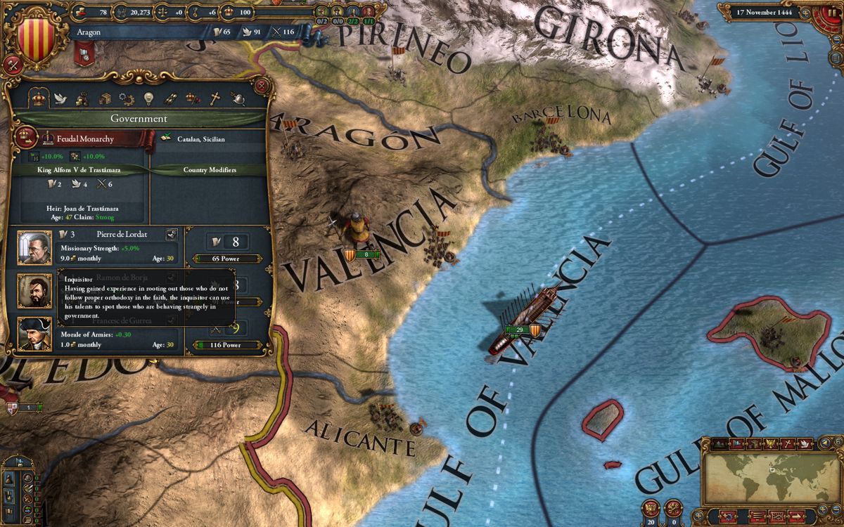 Europa Universalis IV (Windows) screenshot: Aragon government