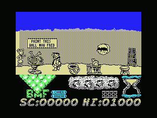 The Flintstones (MSX) screenshot: Paint the wall, Fred.
