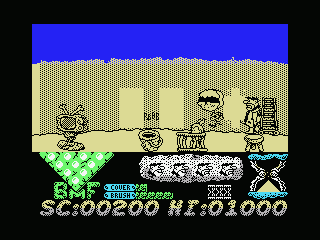 The Flintstones (MSX) screenshot: Use the tail of the squirrel to paint