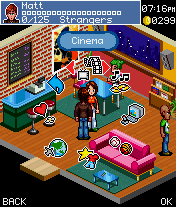 New York Nights: Success in the City (J2ME) screenshot: Talk about different topics to connect.