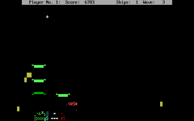 Screenshot of Super Stupid Space Invaders (DOS, 1997) - MobyGames