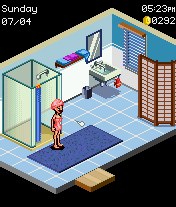 New York Nights: Success in the City (J2ME) screenshot: Taking a shower every now and then does wonders too.