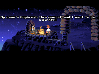 The Secret of Monkey Island (Macintosh) screenshot: The game starts with this classic line.