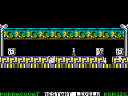 Quadrax (ZX Spectrum) screenshot: level 35 - a fall down from the high is deadly