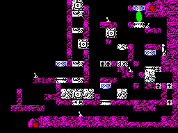 Quadrax (ZX Spectrum) screenshot: level 48 - tricky level with levers, blocks & teleports