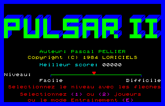 Pulsar II (Thomson TO) screenshot: Title screen