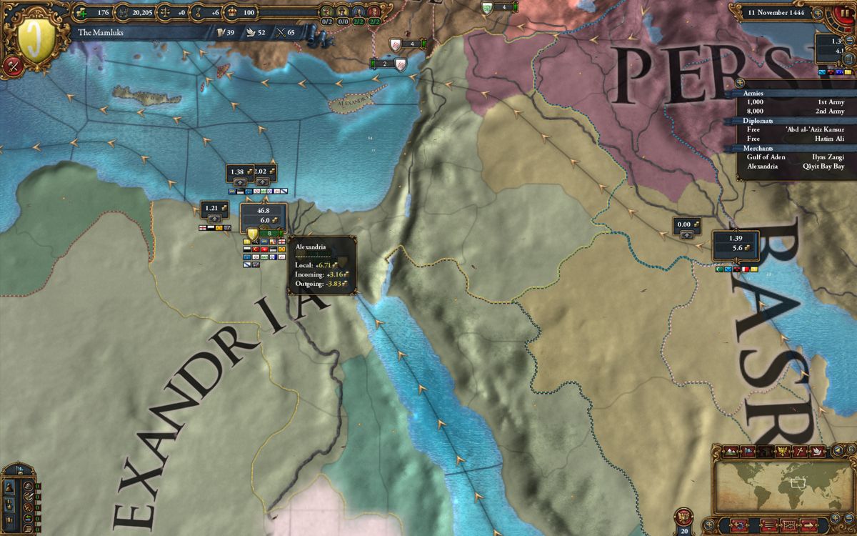 Europa Universalis IV (Windows) screenshot: Alexandria