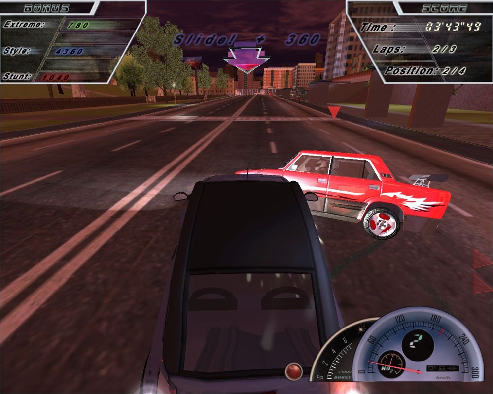 Trick Track (Windows) screenshot: Crashing into an opponent