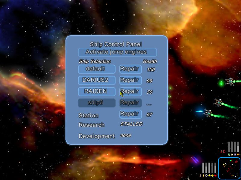 Starscape (Windows) screenshot: Docking Menu