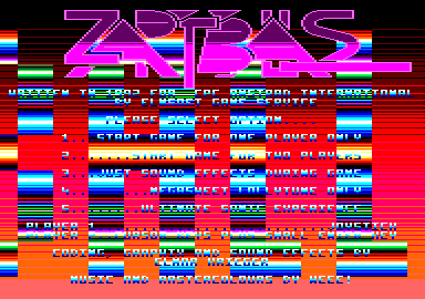 Zap't'Balls (Amstrad CPC) screenshot: Flashy title screen