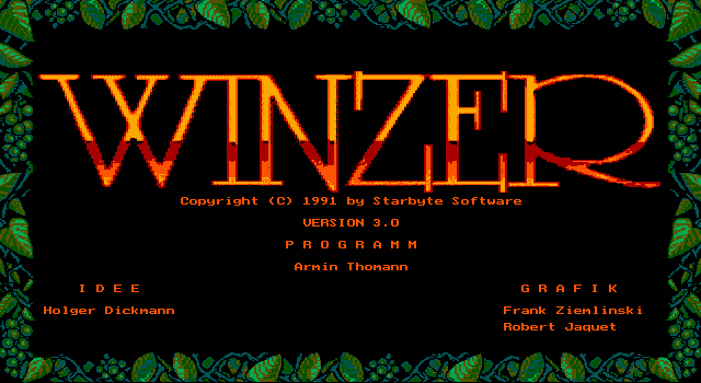 Winzer (DOS) screenshot: Title screen (EGA)