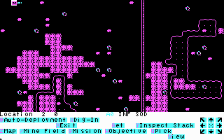 Typhoon of Steel (DOS) screenshot: Scaled-out map (CGA)