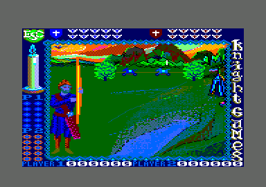Knight Games (Amstrad CPC) screenshot: Archery - watch the pattern at the top