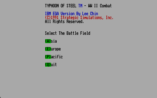 Typhoon of Steel (DOS) screenshot: Campaign selection (EGA)