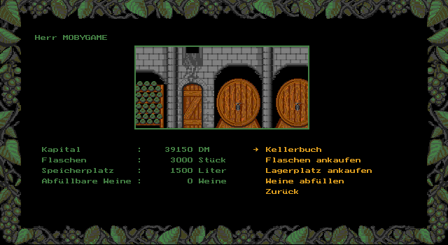Winzer (DOS) screenshot: Down in the cellars (VGA)