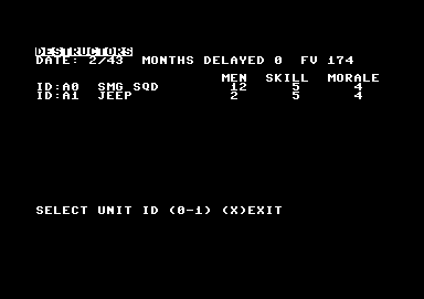 Typhoon of Steel (Commodore 64) screenshot: Squad status