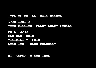 Typhoon of Steel (Commodore 64) screenshot: Field conditions