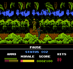 Platoon (NES) screenshot: you can move through the bush