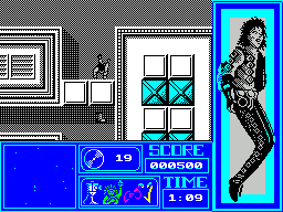 Moonwalker (ZX Spectrum) screenshot: There's a boot on the other side of the wall.....