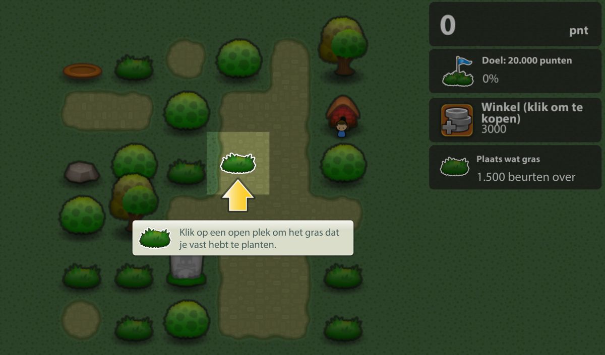 Triple Town (Android) screenshot: The interactive tutorial (Dutch version)