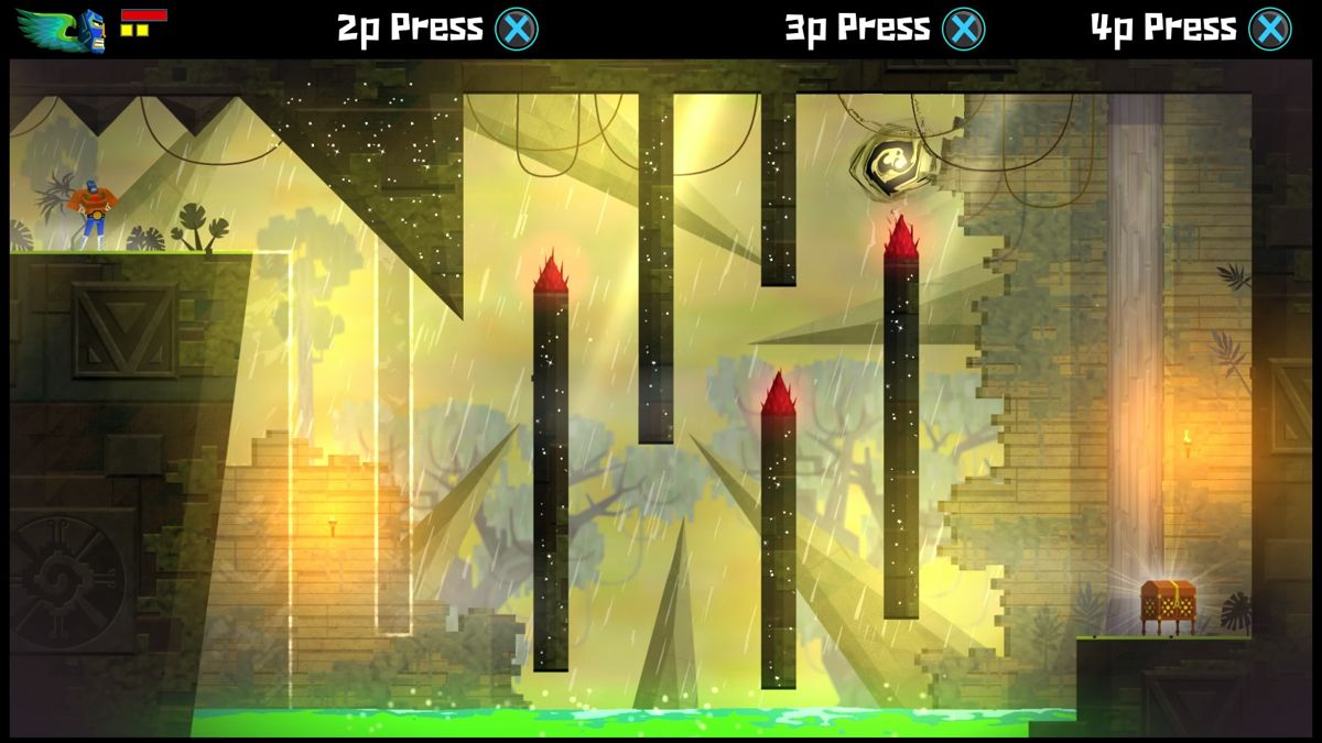 Guacamelee! Super Turbo Championship Edition (PlayStation 4) screenshot: One of the game's many puzzles.