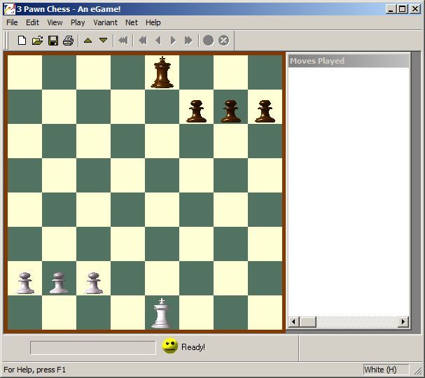 Chess (Windows) screenshot: This is the starting layout for Three Pawn Chess