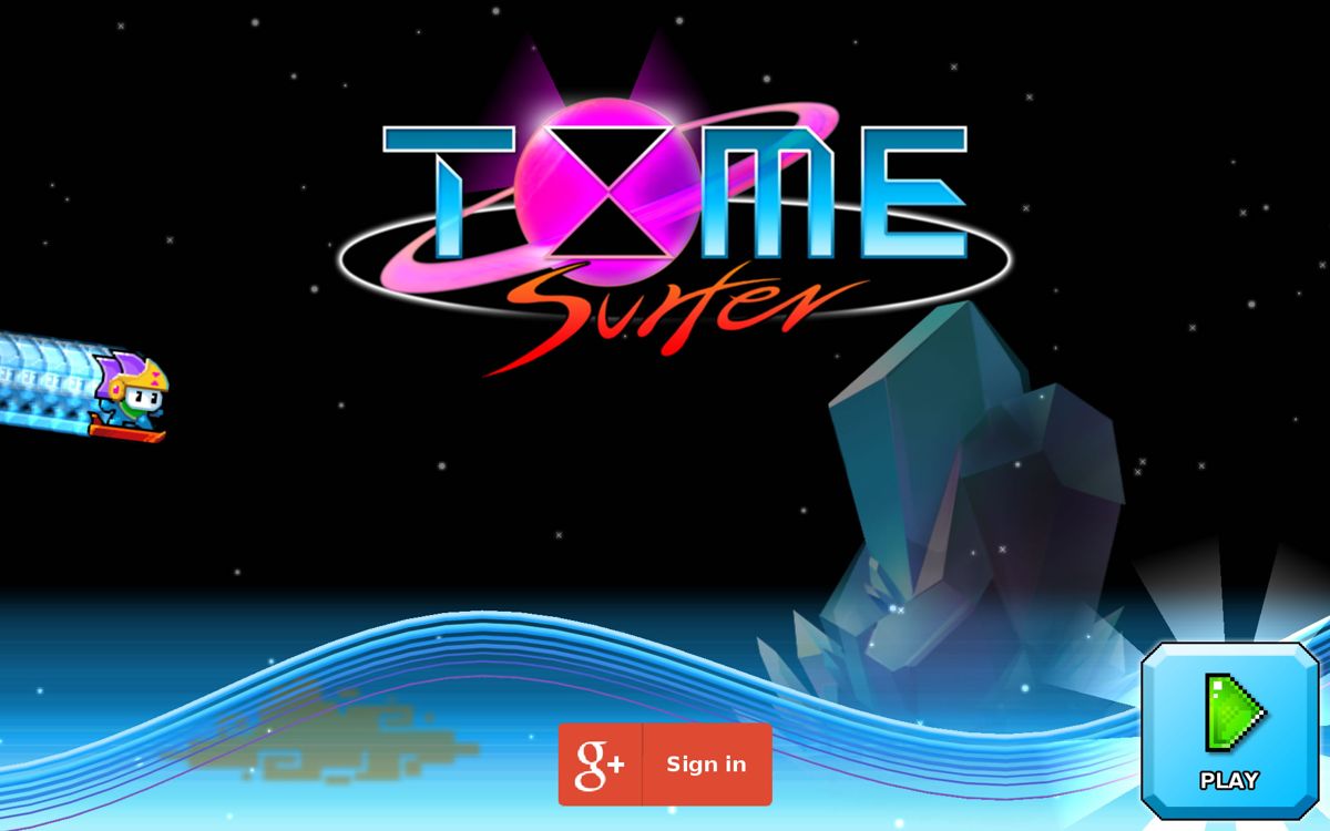 Time Surfer (Android) screenshot: Title screen. Swipe right to select another environment.